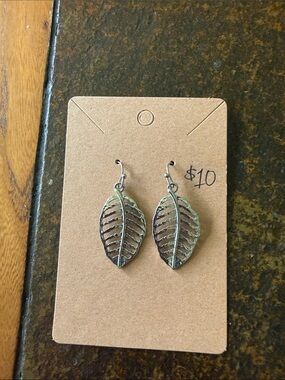 Silver Leaf Dangle Earrings - Women's Jewelry